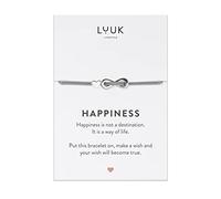 LUUK LIFESTYLE Filigree bracelet with Infinity sign pendant and HAPPINESS card, love symbol, handmade gift for girlfriend, modern fashion accessory, festival look, travel luck charm, silver