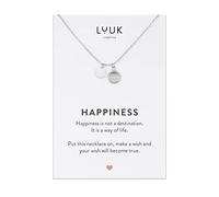 LUUK LIFESTYLE Filigree necklace for women, stainless steel, with white glass crystal pendant filigree 20” adjustable chain and delicate, 50 cm, incl. HAPPINESS card, fashion jewellery, silver