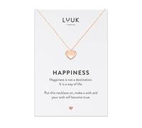 LUUK LIFESTYLE Filigree necklace, heart pendant and HAPPINESS gift card, stainless steel, necklace to show your love, fashion accessory for her, gift idea for girlfriend, fiancée, rosé gold