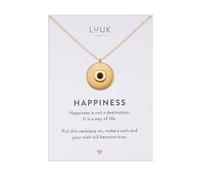 LUUK LIFESTYLE Filigree necklace with round coin I disc pendant and black stone, Scandinavian design, gift idea for women, gold