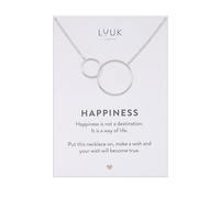 LUUK LIFESTYLE Filigree stainless steel necklaces with pendants in a timeless design with HAPPINESS card, women's jewellery and gift idea, gold, silver and rosegold