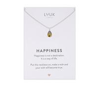 LUUK LIFESTYLE Gemstone|Birthstone pendant necklace, Green|Ruby|Black Sparkling Stones, Gift ideas for women, Gift ideas, with HAPPINESS Card, 14k silver plated sturdy chain, waterproof, non-tarnish