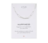 LUUK LIFESTYLE Minimal Vertical Bar pendant necklace, Gift ideas for bestfriend girlfriend, with HAPPINESS Gift Card, 50cm adjustable chain, waterproof, tarnish-free, Stainless steel 14k silver plated