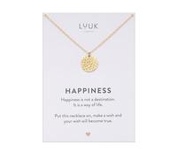 LUUK LIFESTYLE Minimalist necklace with hammered Boho Coin pendant, lucky charm and gift idea, costume jewellery stainless steel, gold