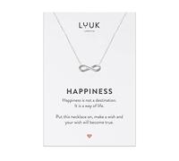 LUUK LIFESTYLE Necklace for women with clover | shamrock pendant, stainless steel and HAPPINESS gift card, modern and trendy jewellery, sign of happiness, new beginning, silver