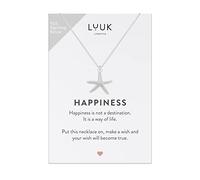 LUUK LIFESTYLE Necklace in 925 sterling silver with starfish pendant and HAPPINESS gift card, jewellery for daily wear, festival, special occasions, 19” adjustable chain, strong and durable, silver