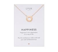 LUUK LIFESTYLE Necklace made out of stainless steel with sun I sunshine pendant, indie jewlery, personal gift with HAPPINESS quote card, rosé