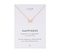 LUUK LIFESTYLE Necklace with butterfly pendant, gift idea for teen girls, prom I quinceañera, simple and classy fashion accessory, rosé