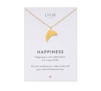 LUUK LIFESTYLE Preppy Necklace with croissant pendant, unique fashion accessory, birthday gift for daughter I girls with message card, gold