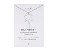 LUUK LIFESTYLE Stainless steel necklace with palm tree pendant, delicate and subtle style, water resistant, vacation or everyday life, silver