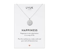 LUUK LIFESTYLE Stainless steel necklace with starry sky pendant and HAPPINESS card, waterproof, filigree and discreet, fashion accessory, 20 inch length, modern and chic design, gift idea, silver