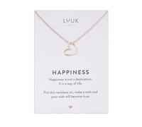 LUUK LIFESTYLE Tiny Love pendant necklace for women, Small gift ideas for girlfriend bestfriend, 50cm adjustable sturdy chain waterproof, dainty, trendy, aesthetic (HAPPINESS Gift Card) rose gold