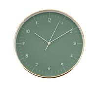 LUUK LIFESTYLE Wall Clock, Silent Quartz Movement, Non Ticking, Modern Scandinavian Minimalist Design, for Living Room, Kitchen, Bedroom, Office, Housewarming Gifts, 31 cm / 12 inch, Dark Green Gold
