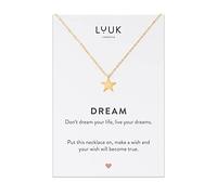LUUK LIFESTYLE Women's jewellery, necklace with star pendant and DREAM gift card, lucky charm, women's jewellery for summer, everyday life, night motif, fashion, gift idea, gold