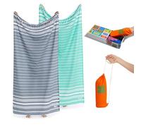 Luum® Hammam Towel, Beach Towel, Sauna Towel, Hand Towel, Yoga Towel, Shower Towel, Beach Towel, Bath Towel, Travel Towel, Peshtemal Beach Towel, Gift Set of 2, Navy/Mint Green
