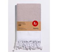 Luum® Set of 2 Hammam Hand Towels Set, Sports Towel Set, Turkish Towel Set, Hair Towel Set, 100% Ring-Spun Cotton, Quick-Drying, Lint-Free, Latte, 45 x 95 cm, Gift Set