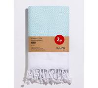 Luum® Set of 2 Hammam Hand Towels Set, Sports Towel Set, Turkish Towel Set, Hair Towel Set, 100% Ring-Spun Cotton, Quick-Drying, Lint-Free, Mint, 45 x 95 cm, Gift Set