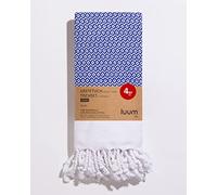 Luum® Set of 4 Hamam Guest Towels, Place Mats, Washable Place Mats, Flannel, 100% Cotton, Quick-Drying, Lint-Free, Royal Blue, 33 x 45 cm, Gift Set, Wedding Gift Idea