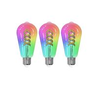 LUUMR Smart LED Filament set of 3 E27 ST64 4W RGB clear Tuya