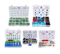 Luumtee Set of 5 Car Air Conditioning Repair Kits, 270pcs O-Ring Seal Kit + 102pcs A/C Valve Core Kit + 77pcs Door Dust Caps