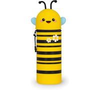 LuupoCiore 2-in-1 Soft Silicone Case - Kawaii Table Pen Holder, Zipper, Silicone, Pen Bag, Colouring Pencils Marker, H 18.5 cm, Kitty, Soft-1PC (Bee)