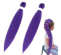 LuupoCiore 2pcs 26inches Long Braiding Hair For Kids, Pre-Stretched Synthetic Braiding Hair Extensions For Braids, For Halloween Christmas Costume Cosplay (Purple)