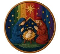 LuupoCiore DIY Nativity Embroidery Set, Stitch The Holy Story, Christian Nativity Scene Embroidery Craft Kit for Home Decor, Adults Beginner (Type-A)