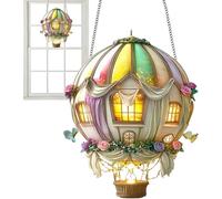 LuupoCiore Solar Hot Air Balloon, Hot Air Balloon Garden Lights,Flame Effect Solar Lanterns for The Gardens Ornaments,Hanging Flat Acrylic Lanterns, Versatile Decor, for Gardens Outdoor