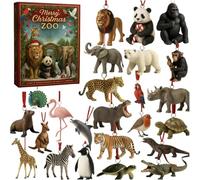 LuupoCiore Zoo Advent Calendars 2025 | 24 Days Merry Zoo Pendant Christmas Countdown Calenda | 2D Wildlife Ornaments Advent Calendars | Funny Wildlife Figures Christmas Tree Decorations