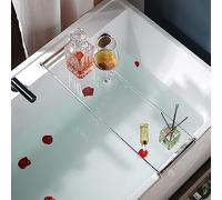 LuusMm Acrylic Tub Tray, Bathroom Organizer, Tub Bridge with Gold Brushed Handles for Wine Glass Book Phone Tablet E-Reader Bath Accessories,70CM