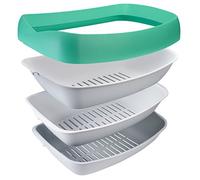 Luuup Litter Box - 3 Sifting Tray Cat Litter Box is Antimicrobial and Easy to Clean with Non-Stick Coating - Stylish, High-Sided Design with Spill Guard (15.4"x20.2"x7.5")