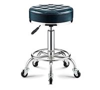 LUUYYI Swivel Rolling Bar Stool with Wheels and Foot Rest, PU Leather Height Adjustable Drafting Salon Spa Dressing Table Stool Tattoo Work Office Massage Chair Blue (Blue)