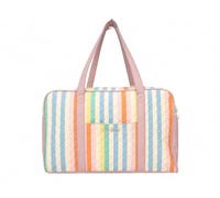 Luv Betsey by Betsey Johnson Rainbow Stripe Quilted Weekender Duffel Travel Bag with Adjustable Crossbody Strap & Luggage Sleeve, 18" x 12"