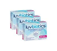 Luv Biotics Oral Probiotic Cherry Lozenges - Xylitol & Aloe Vera for Dry Mouth, Bad Breath, Halitosis, Gum Health, Sugar Free Mouth Lozenges for Freshening Breath & Oral Care-3packs of 30's