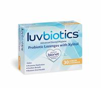 Luv Biotics Sugar Free Lemon Lozenges with Dental Probiotics, Xylitol & Aloe Vera for Bad Breath, Halitosis, Gum Health, Dry Mouth & Oral Care - 30 Lozenges