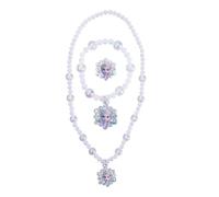 LUV HER Girls Jewelry Set Dress Up 3 Piece Toy Jewelry Box Set With Bead Necklace, Bracelet, And Ring Frozen Play Accessories Ages 3