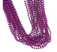 LUV HER Purple Metallic Beaded Necklaces 24-Pack - 33 Inch Long Party Accessories for Girls & Women - Fun Dress-Up & Pretend Play - Perfect for Mardi Gras, Princess Parties, Pride & Festival