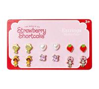 LUV HER The World of Strawberry Shortcake Hypoallergenic Earrings for Girls Ages 4+ - Safe Stud Styles - Jewelry Gift for Sensitive Ears & Cartoon Lovers, 6 Pairs