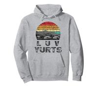Luv Yurts Love Camping Retro Funny Tents Camper Valentine Pullover Hoodie