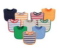 Luvable Friends 10-Piece Baby Bibs, Stripe and Solid (Colors May Vary)