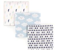 Luvable Friends 3 Piece Flannel Receiving Blanket, Boy Clouds, One Size