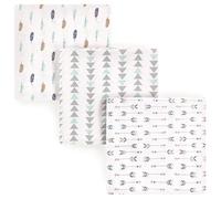 Luvable Friends 3 Piece Flannel Receiving Blanket, Boy Feathers, One Size