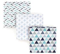 Luvable Friends 3 Piece Flannel Receiving Blanket, Boy Geometric, One Size