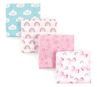 Luvable Friends 4 Piece Flannel Receiving Blanket, Unicorn, One Size