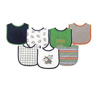 Luvable Friends 7 Piece Drooler Bibs with Waterproof Backing, Tough Guy