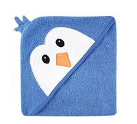 Luvable Friends Animal Face Hooded Towel, Blue Penguin