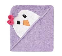 Luvable Friends Animal Face Hooded Towel, Purple Penguin