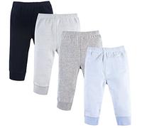 Luvable Friends Baby Boys' Tapered Ankle Pants, Powder Blue Stripe 4-Pack, 9-12 Months