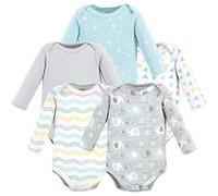 Luvable Friends Baby Cotton Long-Sleeve Bodysuits, Unisex Basic Elephant, 9-12 Months
