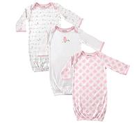 Luvable Friends Baby Girls' 33014_PinkBird_0-6M Nightgown, Bird, 0-6 Months (Pack of 3)